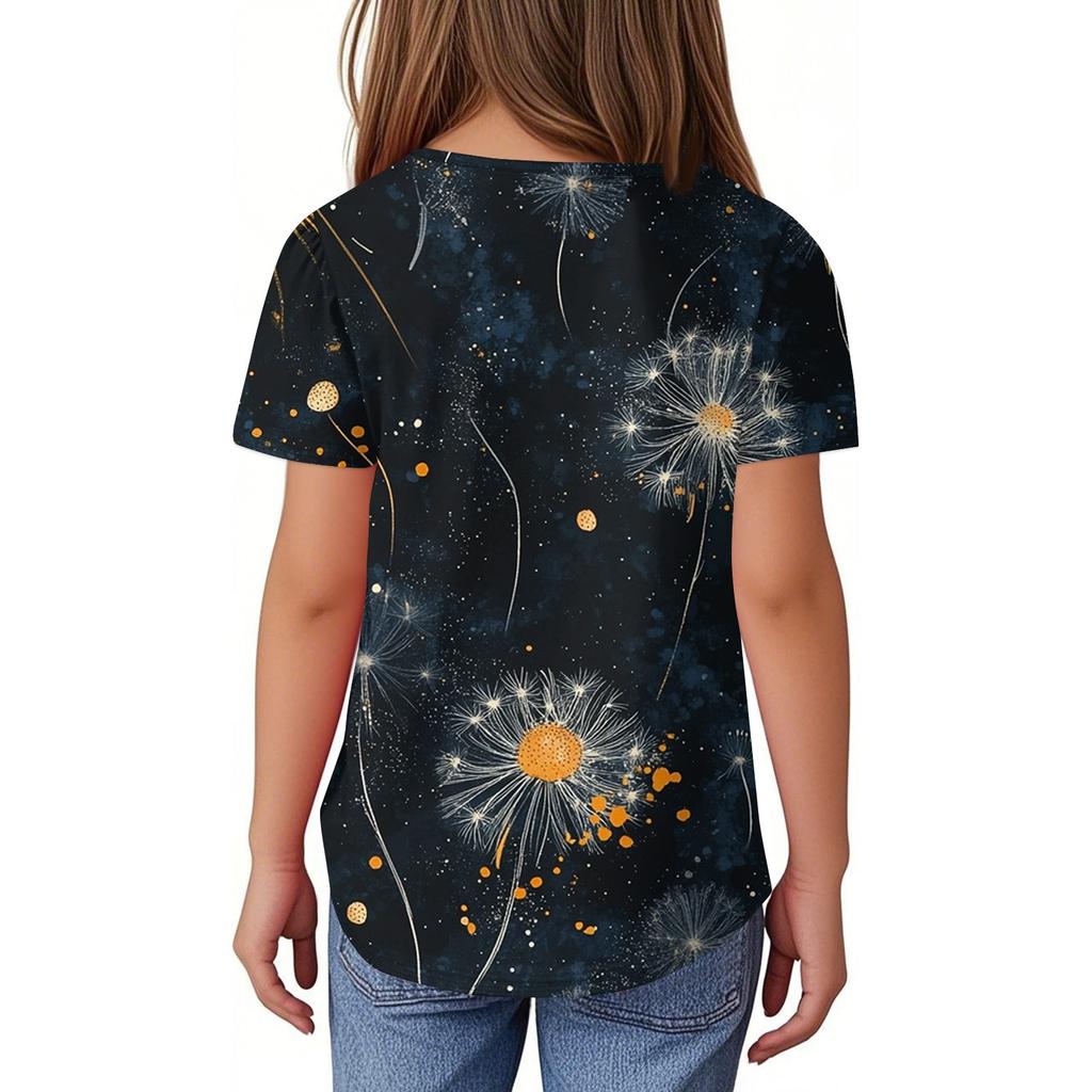 Children Fold T-shirts Short-sleeved Summer Leisure Coat Round Collar Printing T-shirt