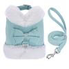 Warm Fur Puppy Dog Harness Leash Cute Bowknot Dogs Cat Harnesses Padded Pet Vest With Matching Lead Rope For Dogs Cats Winter