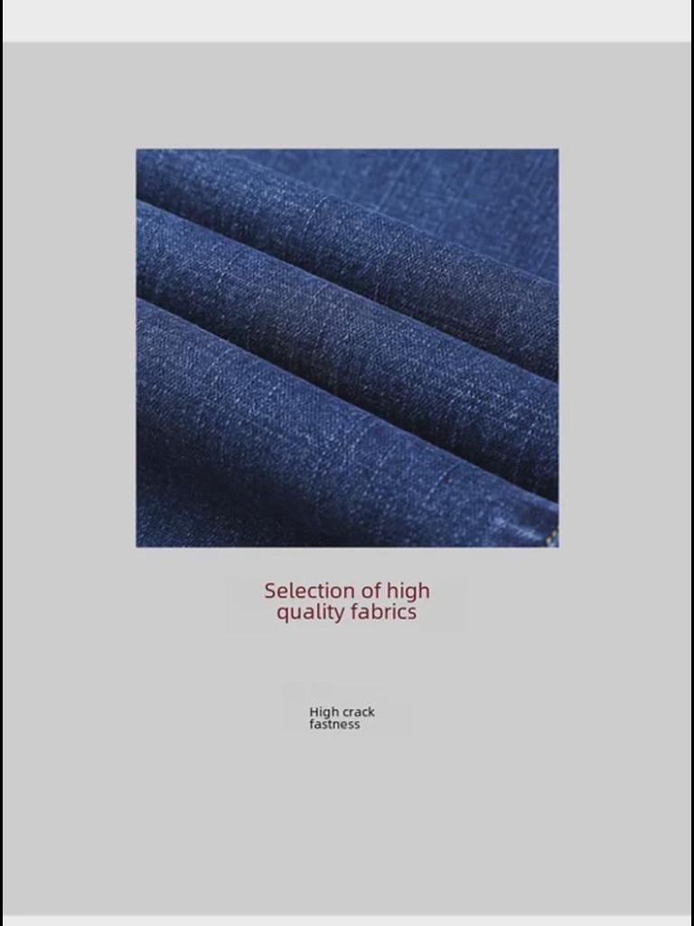 Herrenjeans in Übergröße mit hoher Taille und geradem Bein – elastisch, jugendlicher koreanischer Stil