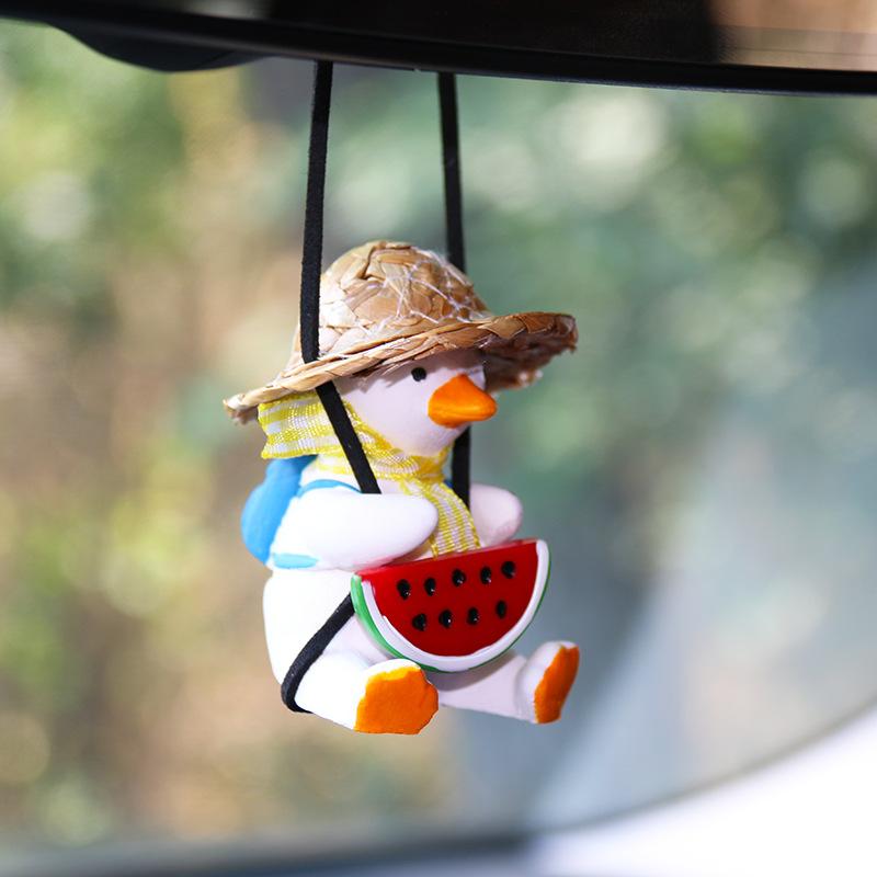 Car Rearview Mirror Pendant Super Cool Revolver Car Decor Pendant Auto Interior Ornament Decoration Cute Anime Cowboy Pipe Duck