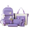 Schoolbag set backpack canvas four-piece set five-piece set student schoolbag Harajuku junior high school students class backpack wholesale