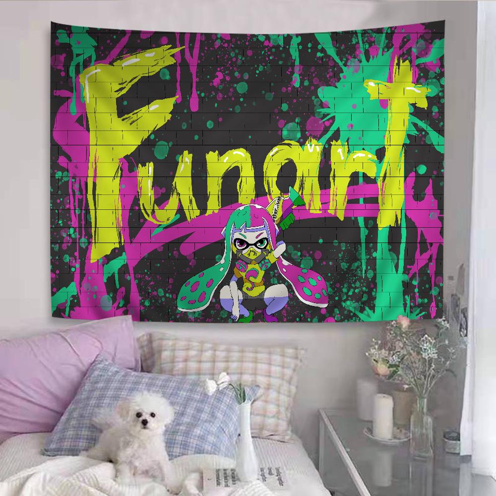 Splatoon Game Tapestry Floor Mat NonSlip Laundry Room Mat Laundry Decor Balcony Child Living Room Household Carpets