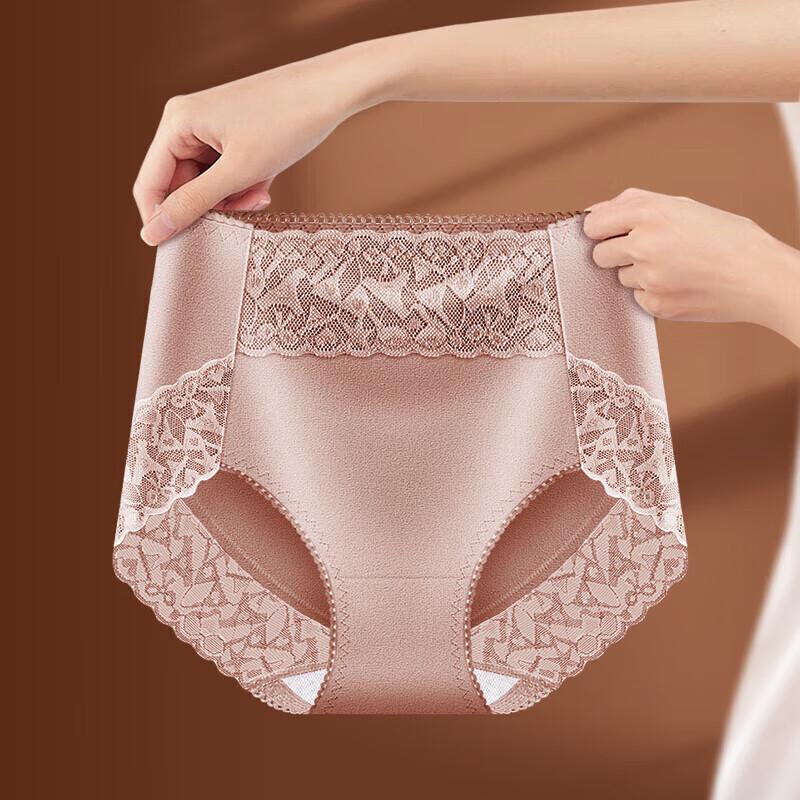 Mei Ya Ting Women's Mid-Waist Pure Cotton Lace Briefs (3-Pack)