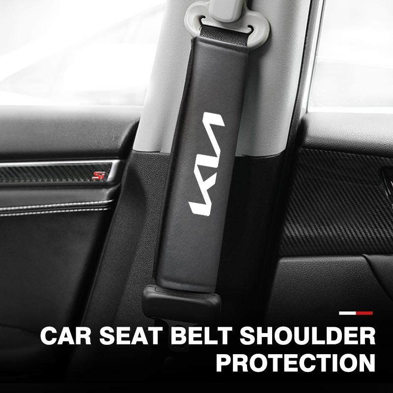 CNLD1 For KIA Car Seat Belt Leather Safety Shoulder Cover Protection Pad Spectra Sedona Cadenza Proceed Sephia Stonic Carens