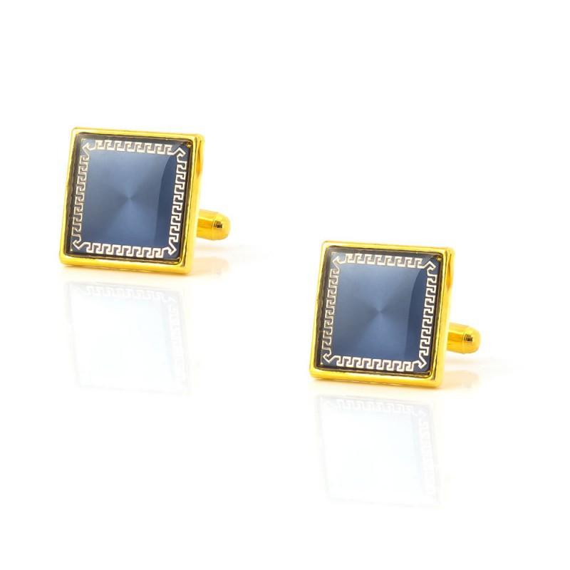 

High End Square Gold CD Photo Paper Drip Coated Enamel Cufflinks Men s French Shirt CA-9016 золотистый