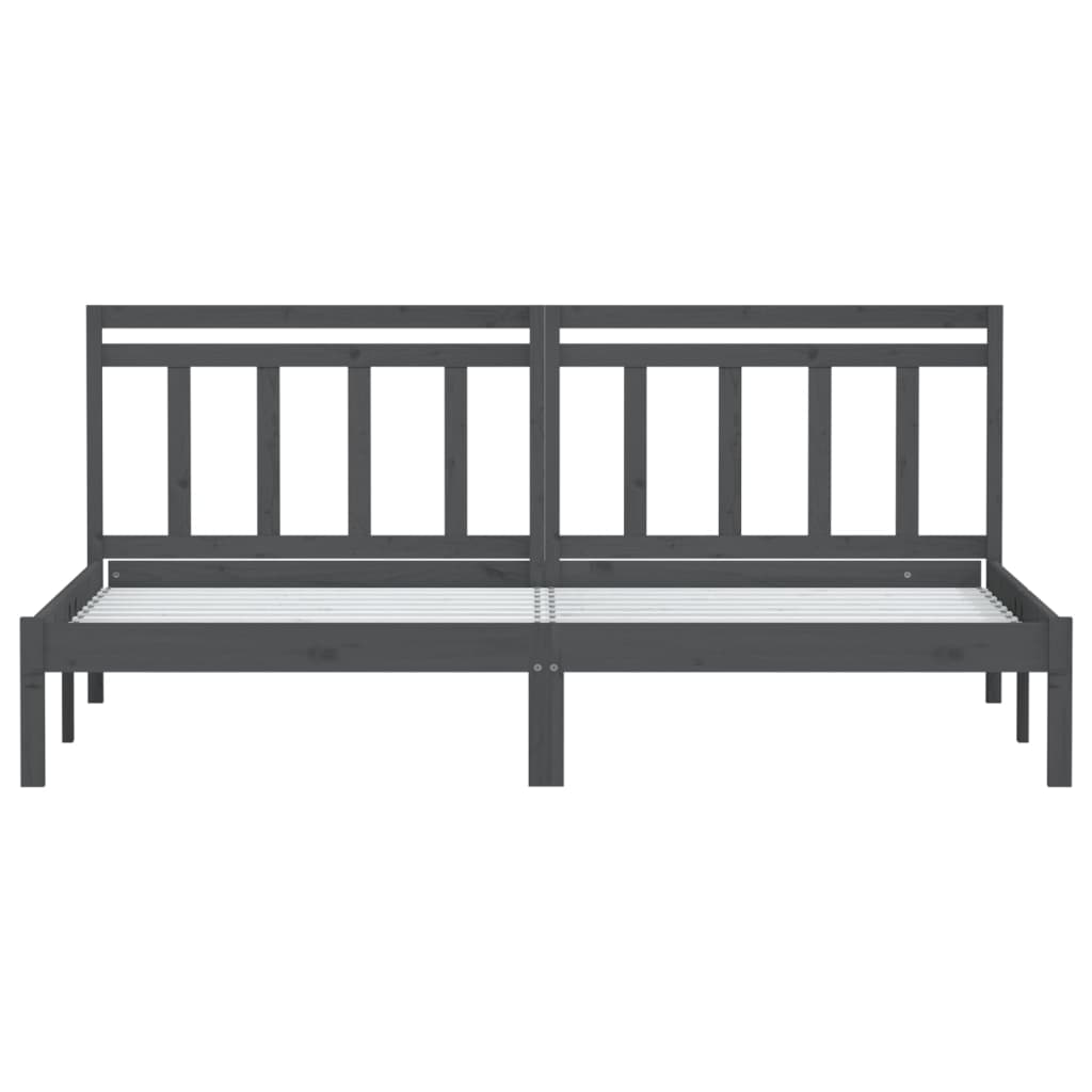 Solid Wood Bed Frame Gray Pine 200x200 cm