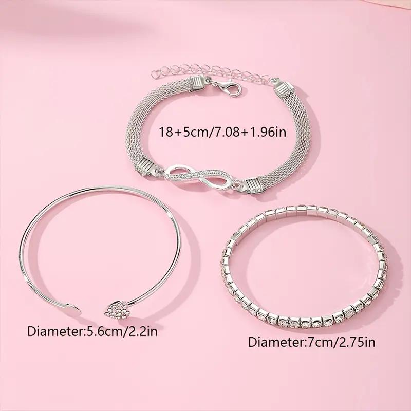 3 stuks/Set Vintage Kristal Strass Hart Armbanden voor Vrouwen Mode Geometrisch Verstelbaar Oneindigheid Manchet Armband Sieraden Cadeaus