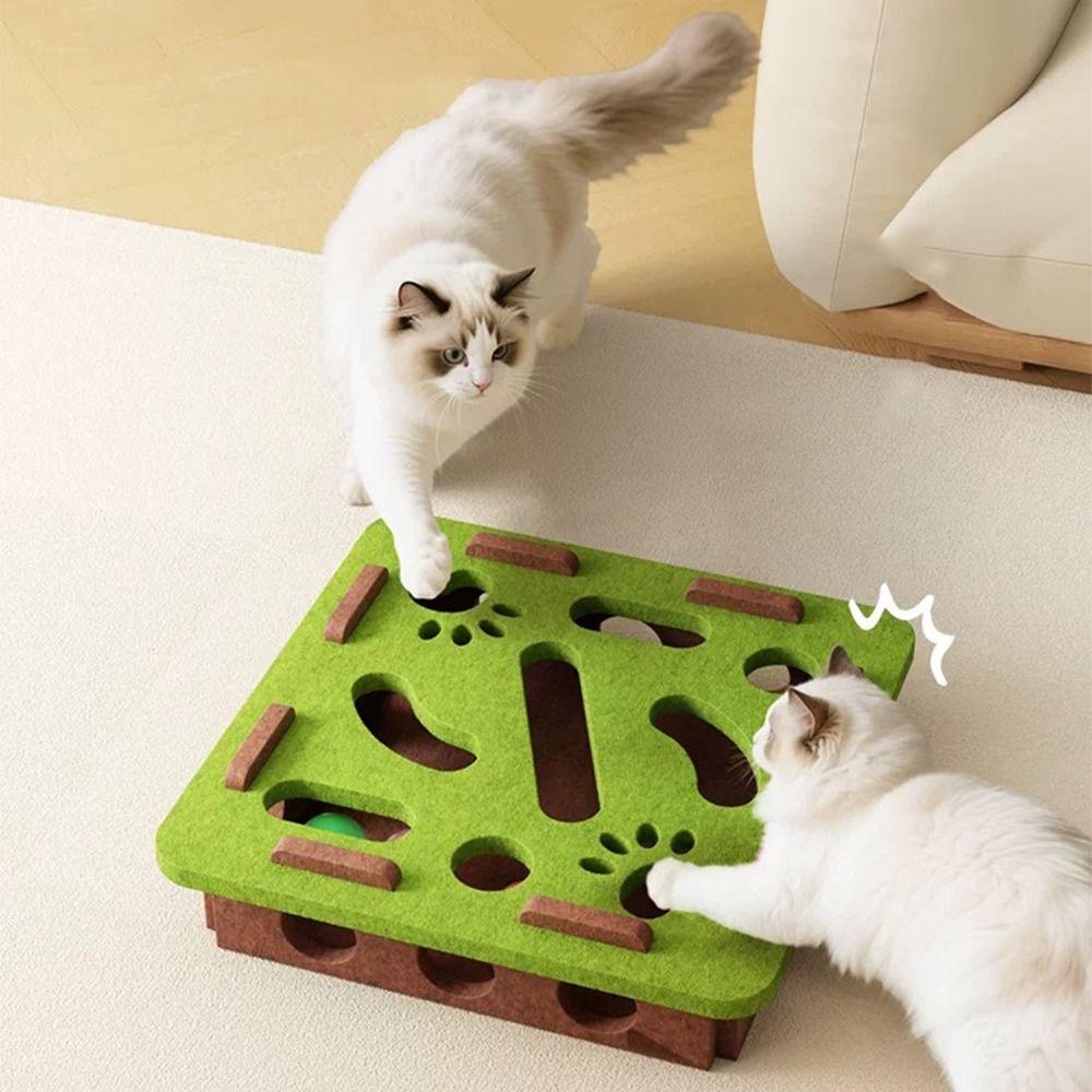Creative Pet Puzzle Track Toy Funny Interactive Cat Teasing Box Felt Bell Maze Box Kitten Track Ball Toy Indoor Game