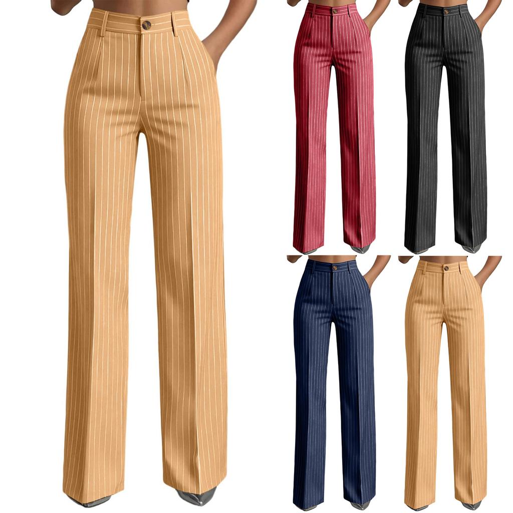 High Waist Wide Leg Dress Pants for Women Business Casual Trousers with Button Closure and Belt Loops Suitable for Office and Daily Wear