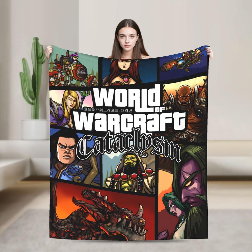 World of Warcraft Game Flannel Blankets Super Warm Throw Blanket for Outdoor Travel Office Aesthetic Bedspread Sofa Bed Cover