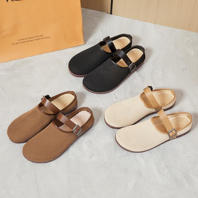 Fashion Womens Summer Flat Shoes Breathable Knitted Slip on Loafers Comfortable Casual Lightweight Walking Shoes