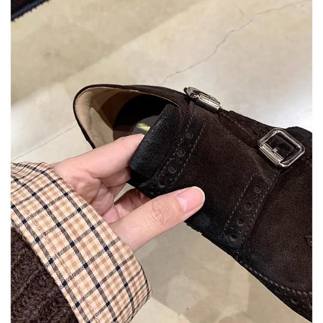 Cowhide Version, Modern Accent Miu Engraved Buckle with Thick Heel Oxford Loafers, Genuine Leather Single Shoes Women's Small Leather Shoes