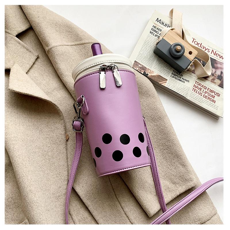 Creative Texture Milk Tea Small Bag Personality Cute Cartoon Style Autumn and Winter One-shoulder Messenger Mobile Phone Bag