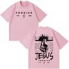 Jesus Forgive Vintage Fashion Graphic Tshirt Unisex Unisex Casual Loose Tshirts Shortsleeved Oversized Hiphop Cotton Tshirts