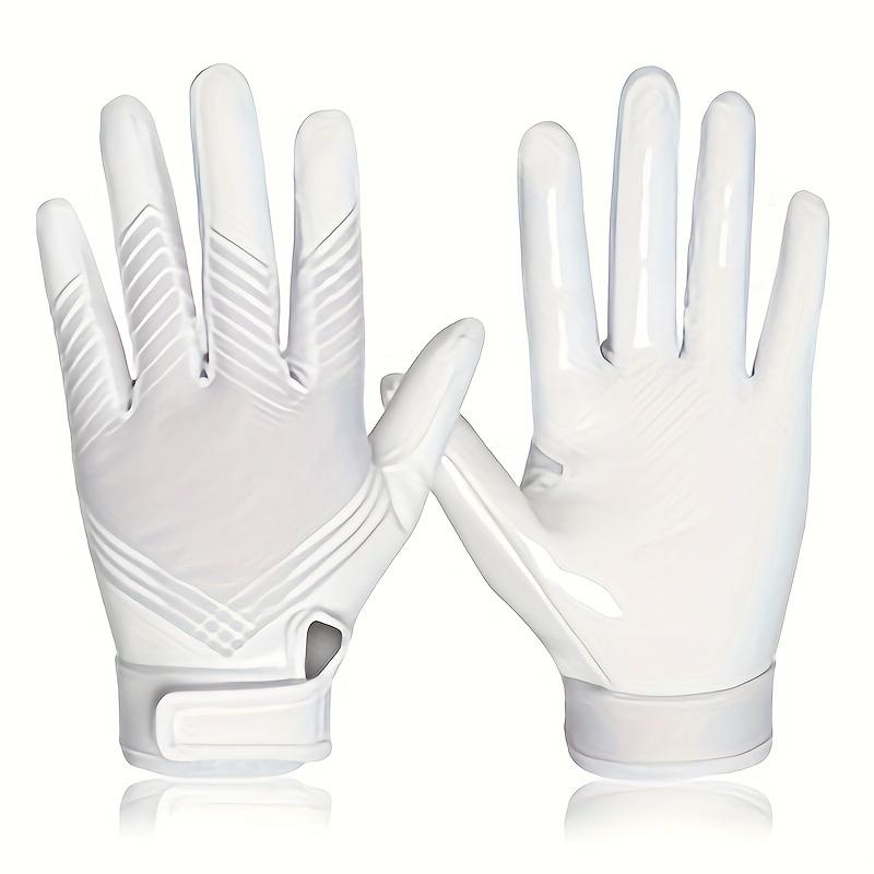 Rutschfeste Rugbyhandschuhe Vollfinger Fahrradhandschuhe Silikon-Grip-Handfläche Fußballhandschuhe Atmungsaktiv Outdoor-Sport Nylonhandschuhe 6 XL weiß