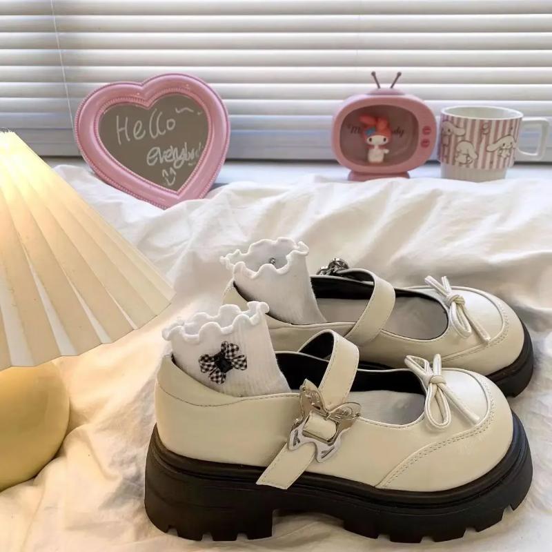 Japanese Style Lolita Ladies Pumps Women's Shoes With Bow Round Toe Platform Medium Heels Gothic Mary Jane Stylish Lastest 39