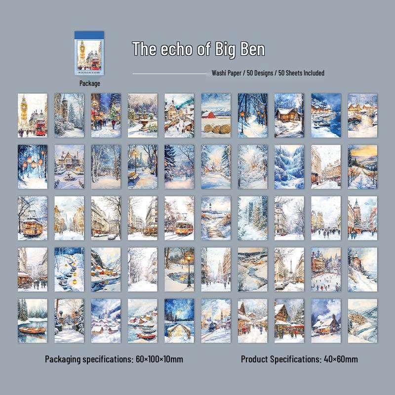Winter Scenery Sticker Book: A Beautiful Day - 50 Sheets for Journal & Collage