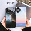 Dark Colored Seawater For iPhone 17 Air 16 E 15 Plus 14 Pro Max 13 12 Mini 11 5 6 7 8 Plus XR XS Max SE Black Glass Phone Case