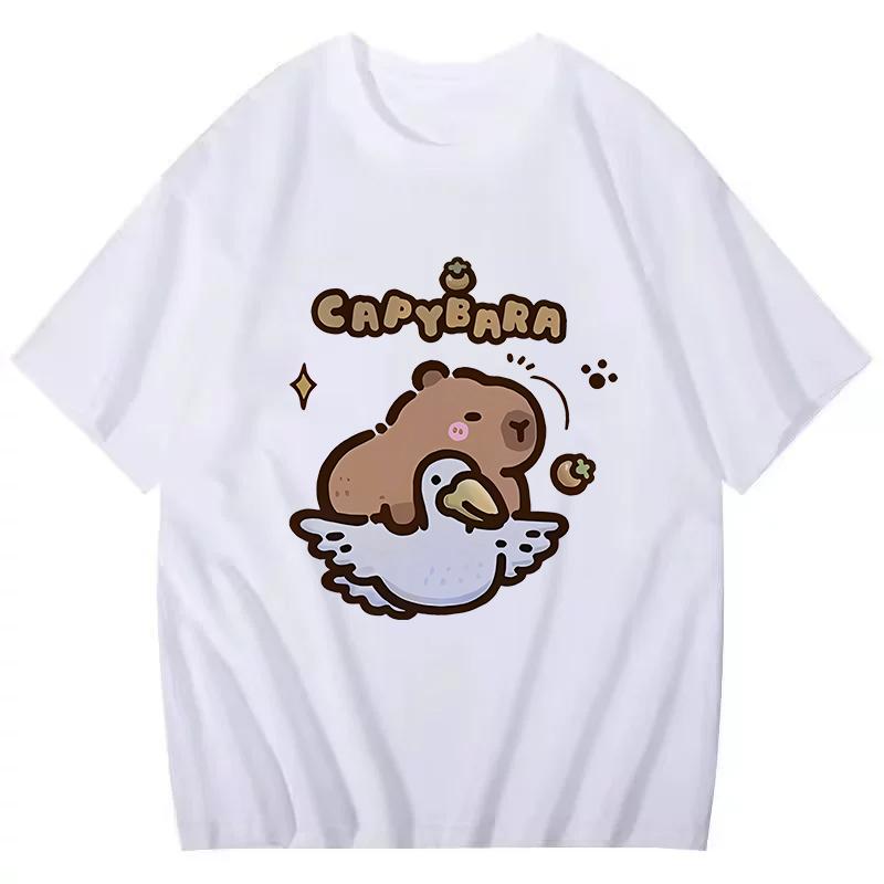Funny Capybara Printed T Shirt Men Women Vintage Summer Short Sleeve T-shirt 90s Gothic Tshirt Casual EU Size Tees Tops Clothes