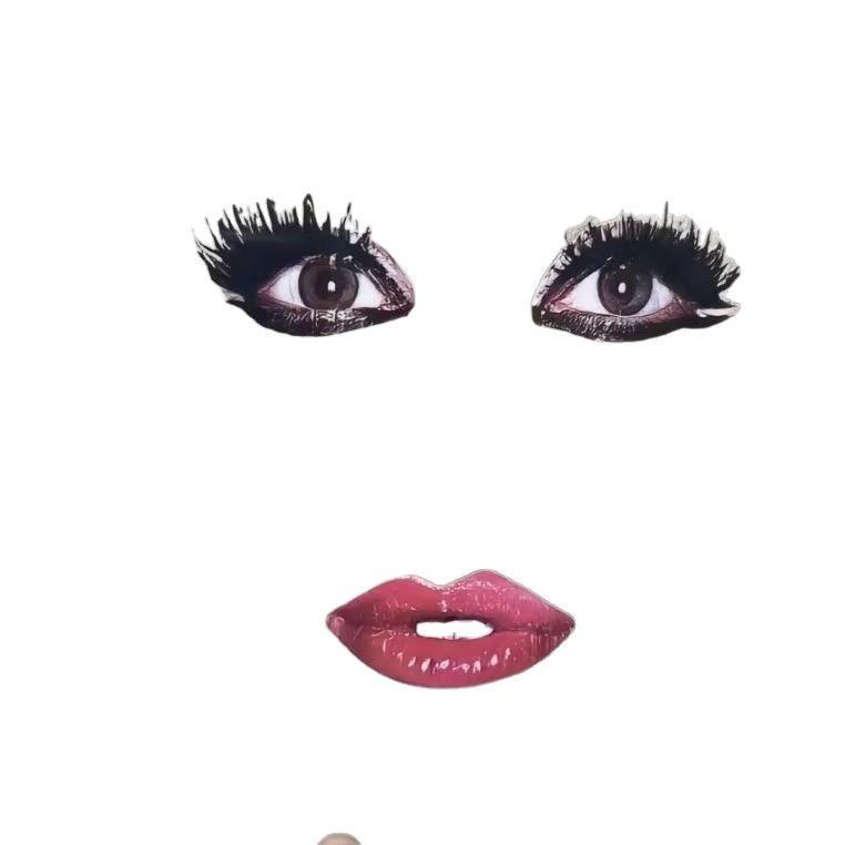 Lady Gaga Transparent Fan with Fiery Red Lips - Abstract Parody Emoticon Pack, Funny Round Photo Prop Gift for Bestie