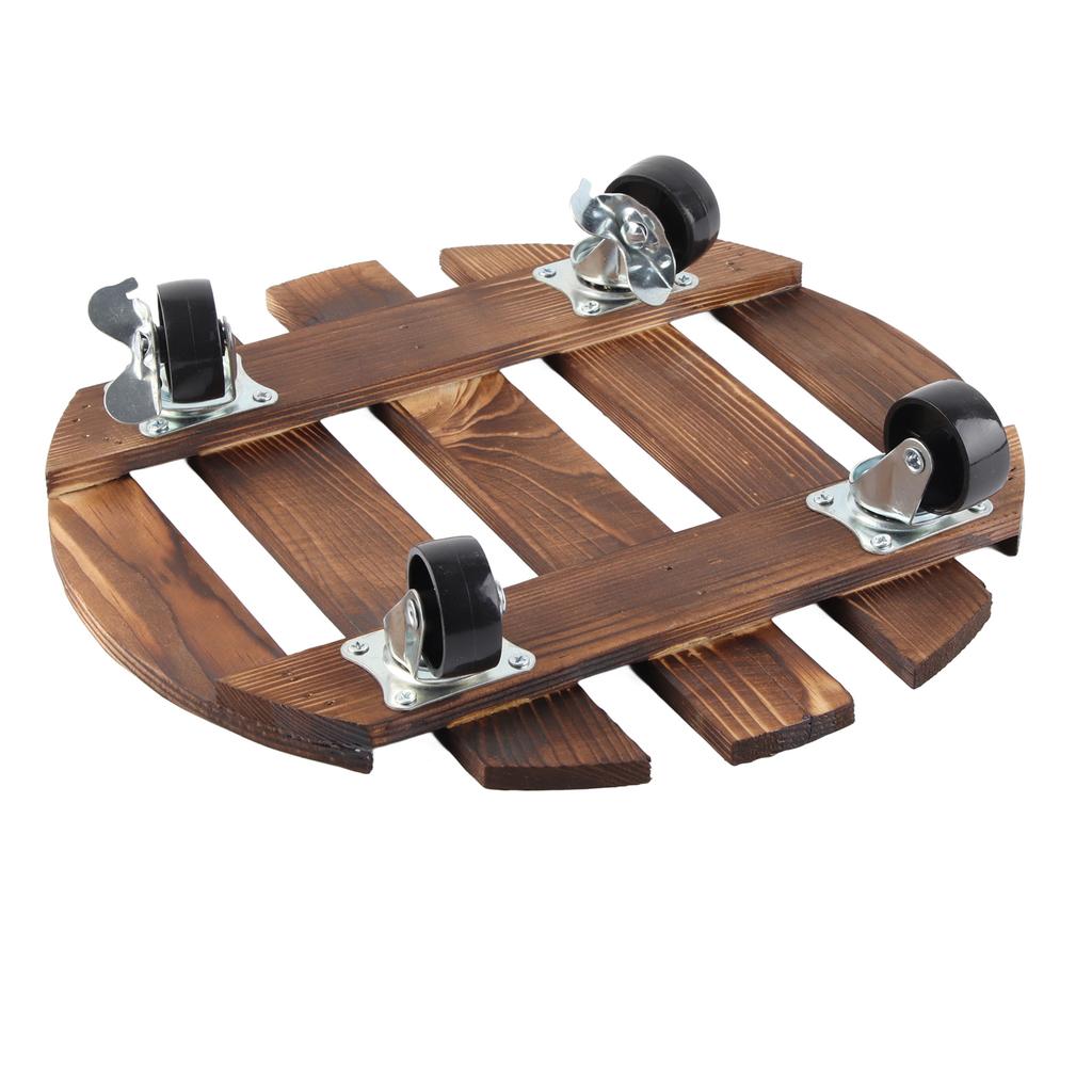 Plant Stand with Silent Caster Wheels Rolling Wood Plant Stand for Outdoor Indoor Large Plant Flower Pot Circular