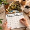 Desktop Wall Hanging Calendar 2025 Turtle Themed Calendar 12 Month Planner with Thick Creative Gift for Lovers Cotton Pulp Paper And Spiral
