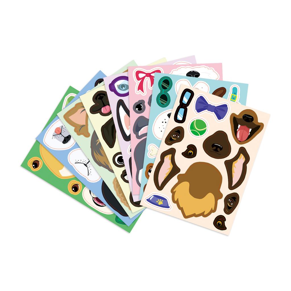 8 Pictures/set of Dog Face Change Graffiti Stickers Personality Make A Face Cartoon Puzzle Stickers