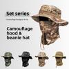 2Pcs/Set Wide-brimmed Hat Balaclava Mixed Set Men Sunscreen Boonie Cap Outdoors Hiking Camping Sun Hat Fisherman Hat