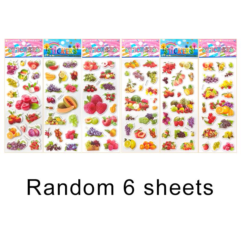 6/12 Sheets 3D Puffy Stickers Fruit Vegetable Bulk Stickers Scrapbook Decoration Birthday Festival Gifts for Adults Boy Girl ZYF