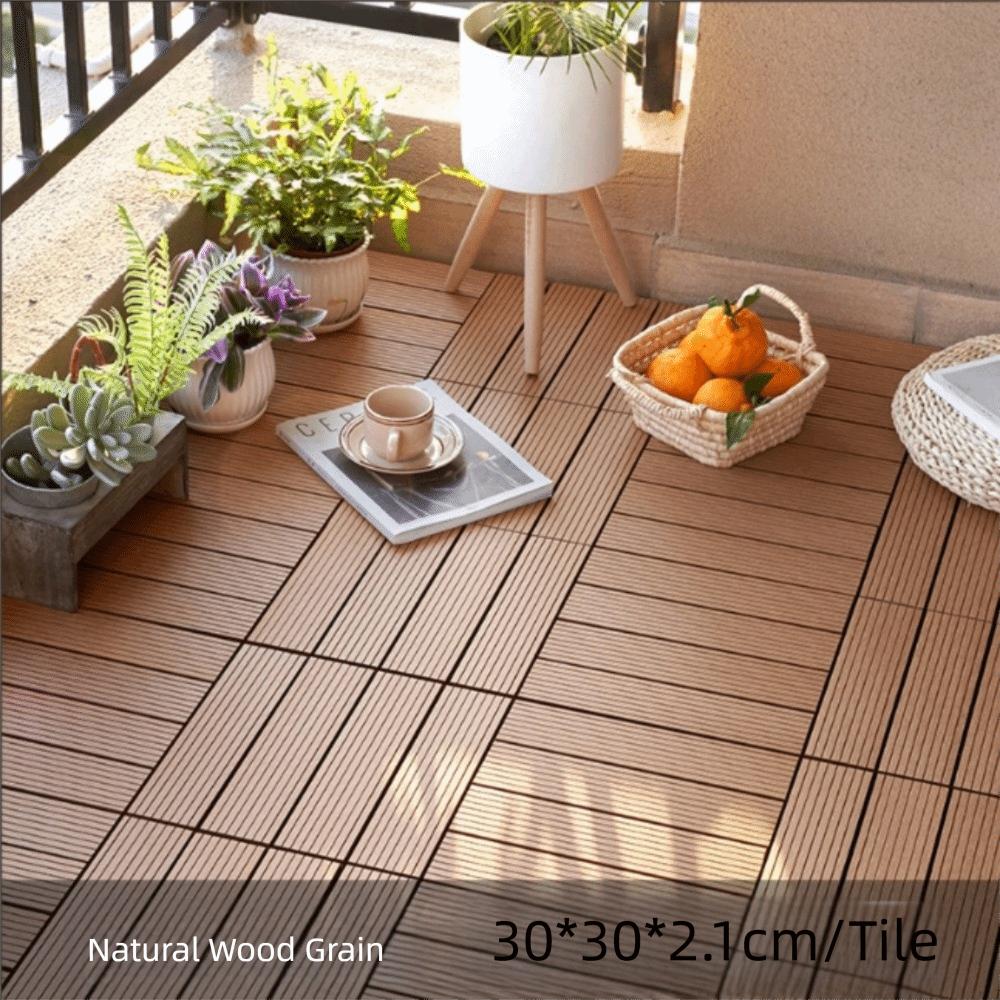 Interlock Wooden WPC Floor Hardwood Terrace Brick New Patio Deck Tiles  Landscaping