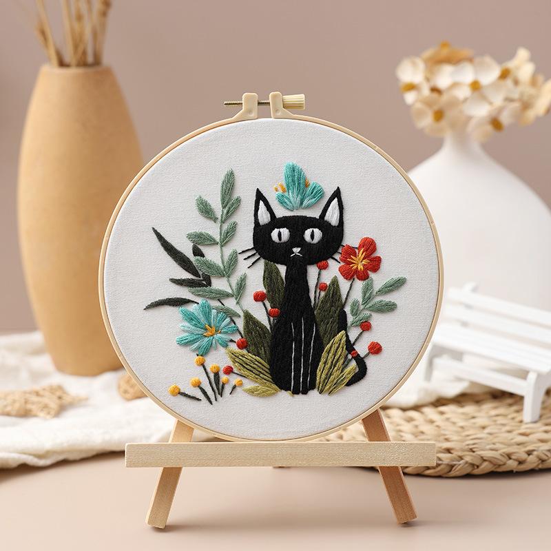 New Cat Embroidery Diy Handmade Material Kit Embroidery Kits