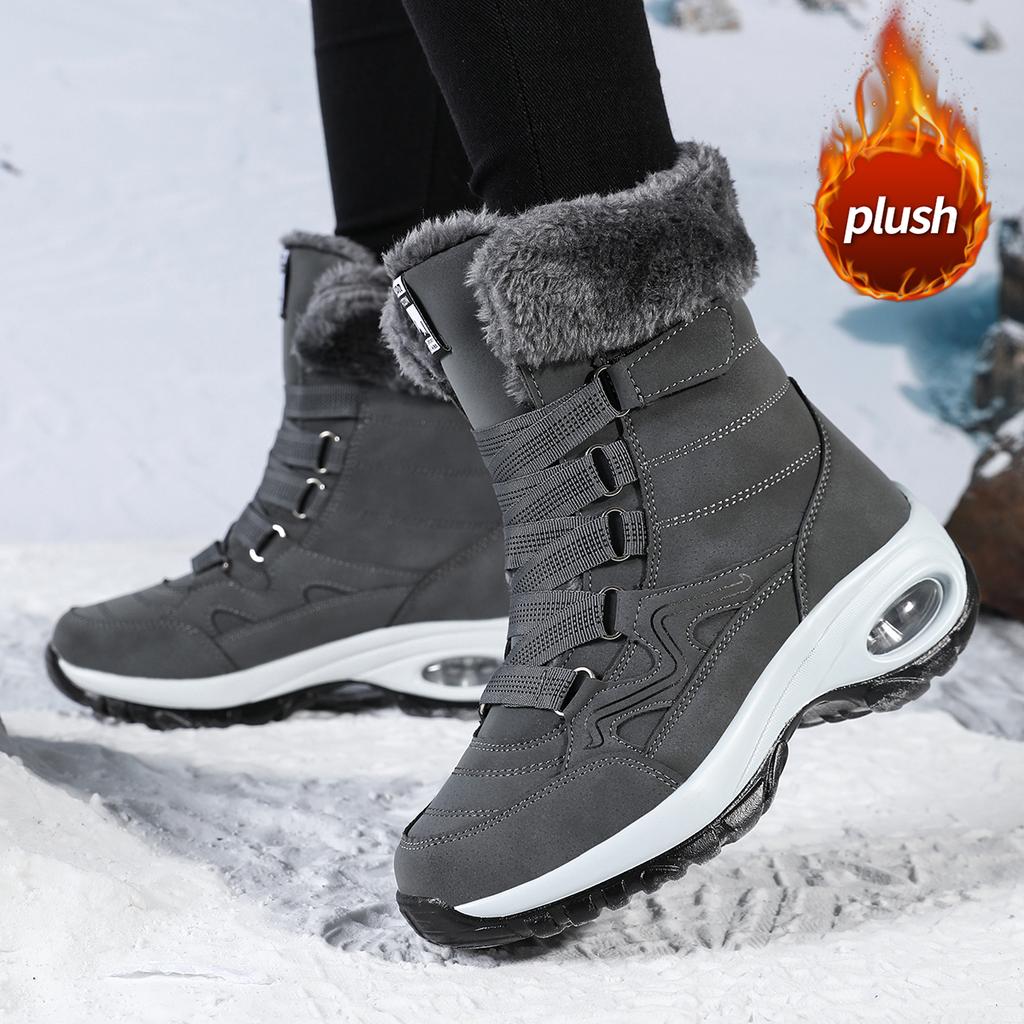 TUINANLE Cizme de zăpadă noi pentru femei, cizme de gleznă iarnă cu vârf înalt, de exterior, antiderapante, casual, din bumbac, călduroase, cu pluș, pantofi pentru bărbați