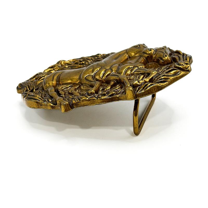 Double Horse Retro Metal Belt Buckle Western Cowboy Rope Buckle Accessory Unisex Smooth Buckle