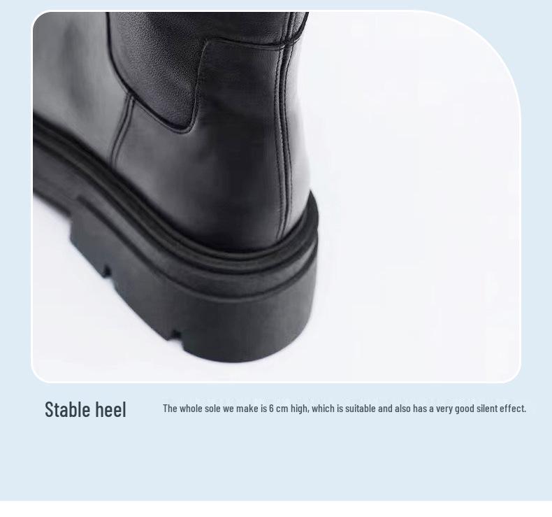2024 New ZV Over-the-Knee Long Boots for Petite Women - High Thick Sole, Simple Side-Zip Knight Style