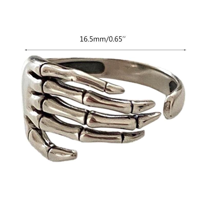 Trendy Silver Color Skeleton Hand Loop Five Claws Ring for Women Men Jewelry Lover Couple Ring Friendship Open Ring