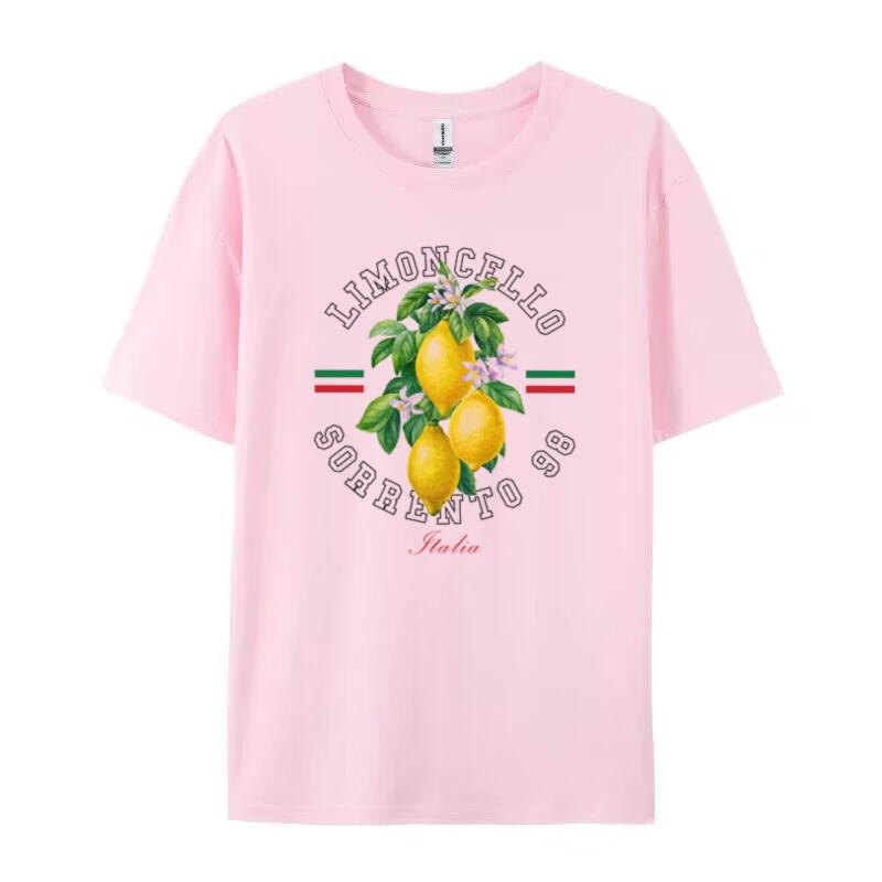 Women Vintage Italy Lemon Printed Vacation TShirt Cute Fruit Graphic Tee Alcohol Drink T Shirt Unisex Cottagecore Aesthetic Top