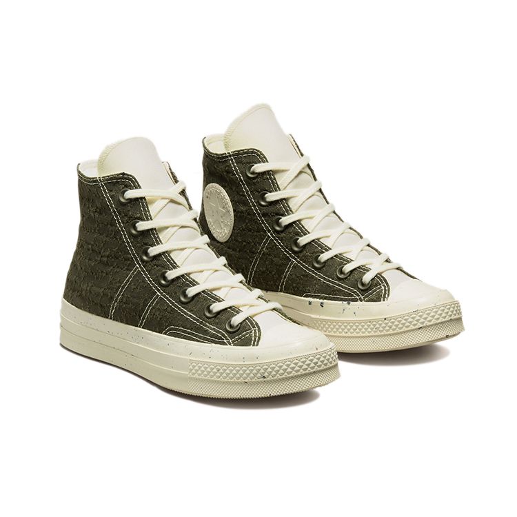 Converse 1970s Chuck Taylor All Star Casual Comfortable High Top Canvas Shoes Women sneaker White Olive-Green 571353C