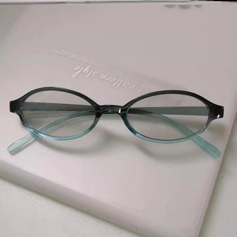 

Retro Oval Frame Glasses New Gradient Narrow Frame Small Eyeglass Girls Outdoor Fashion Wear With Seaside Driving Glasses