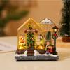 2025 Christmas Musical Light Up Village House Resin Ornament with LED Light Rotating Tree Figurines Holiday Table Decoration