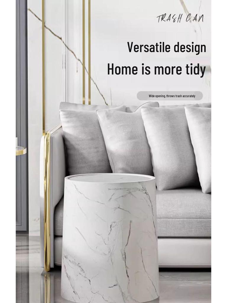 High-Capacity Marble Pattern Flip-Top Trash Can for Kitchen, Living Room, or Bathroom - 2024 Edition