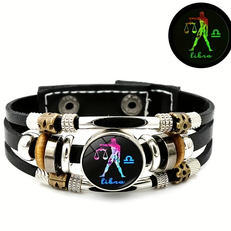 

Звездные созвездия, 1 шт. светящийся браслет из ПУ кожи с 12 созвездиями, крутой многослойный браслет из бусин для мужчин и женщин Libra