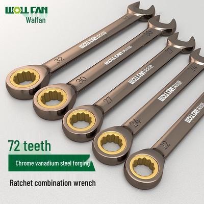 Jeu de clés à cliquet double: Qualité Industrielle, Double Extrémité, Extrémité Ouverte, Torx, Nickel Noir, Dégagement Rapide, 72 Dents