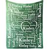 Personalized Custom Name Blanket Flannel with Gradient Green Heart Name Design All Season Luxury Gift for Christmas Gift