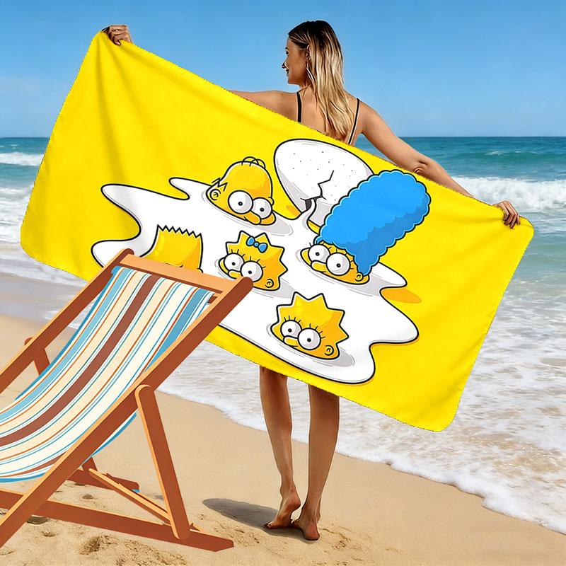 The Simpsons Cartoon Poster Print Beach Towel, Large Soft Quick Dry Towel for Beach Camping Swimming