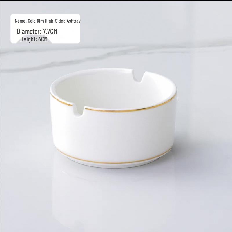 Elegant Ceramic Ashtray with Gold Trim for Hotels, Bars, Restaurants
