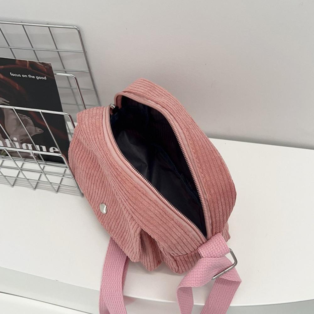 New Corduroy Striped Crossbody Bag Solid Colour Adjustable Strap Shoulder Bags Simple Design Lady's Square Bag for Women Girls