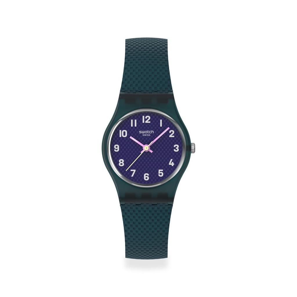 Swatch Lady Teal Weave Watch - Model LL127, Green Color, 3 ATM Water Resistant, Women's Watch Design