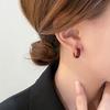 Minimalist Temperament Enamel Red Ear Buckle Vintage Wine Red Earrings for Women Daily Fashion Jewelry