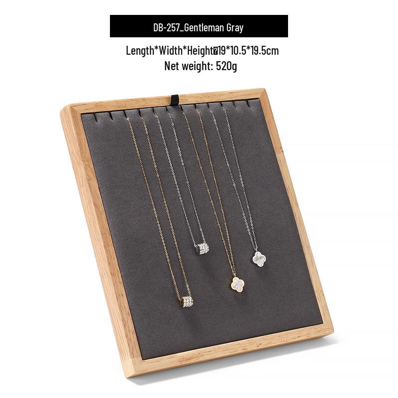 Solid Wood Jewelry Display Stand for Earrings, Rings, and Necklaces with Jade Tray