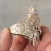 Chinese Tibet Silver Carving Skull Head Statue Ring Decoration Gift Collection